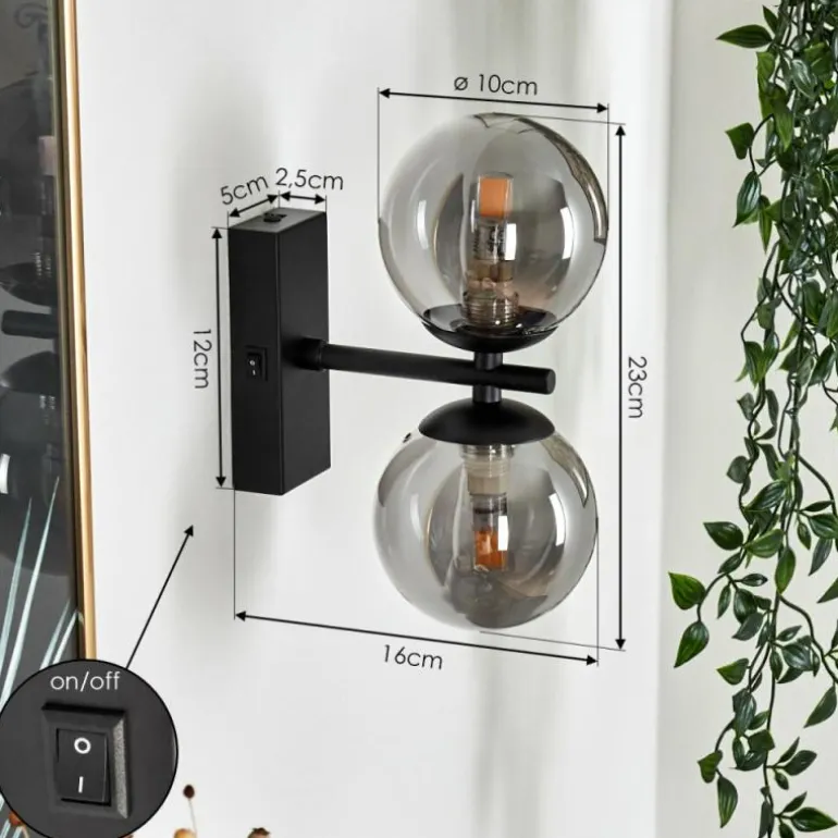 Applique murale Remaisnil Noir, 2 lumières