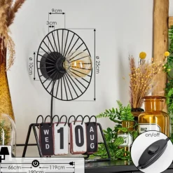 Applique murale Rossedalen Noir, 1 lumière