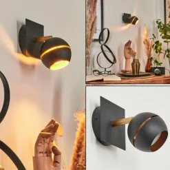 Applique murale Tome LED Laiton, Noir, 1 lumière