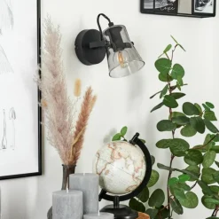 Applique murale Trajouca Noir, 1 lumière