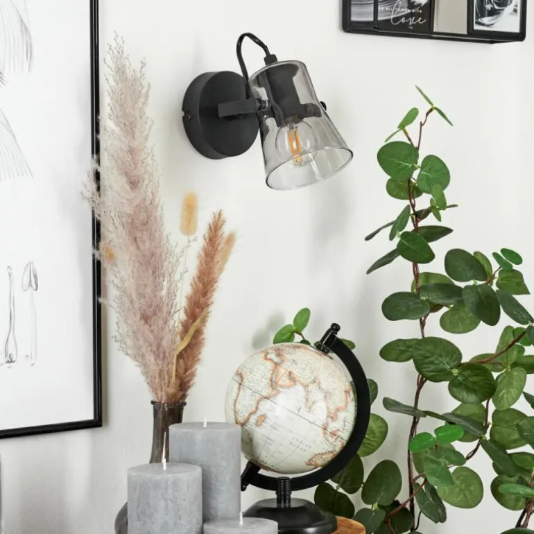 Applique murale Trajouca Noir, 1 lumière