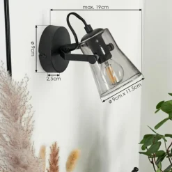 Applique murale Trajouca Noir, 1 lumière