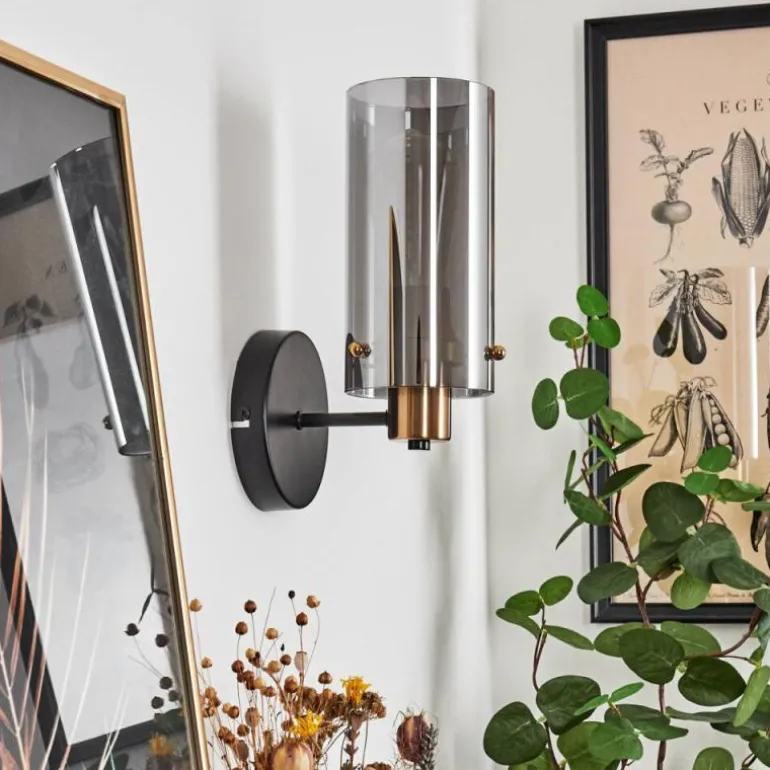 Applique murale Vaurois Laiton, Noir, 1 lumière