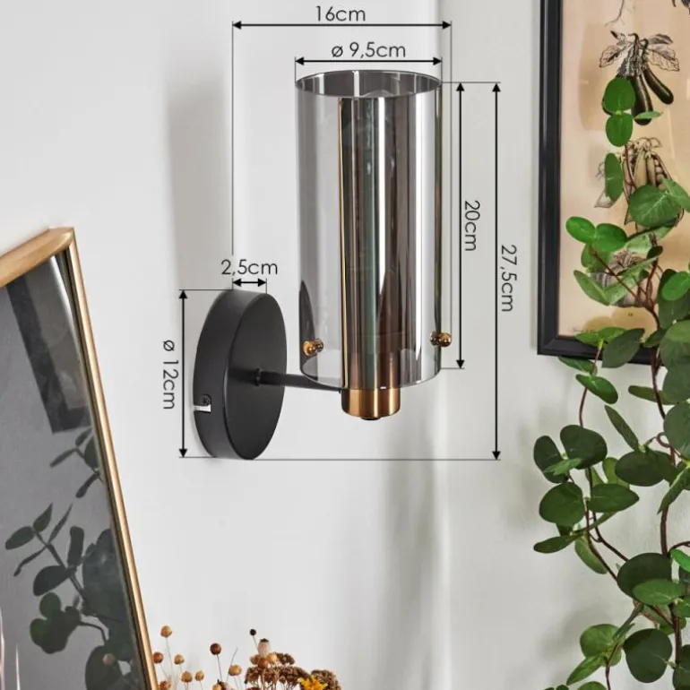 Applique murale Vaurois Laiton, Noir, 1 lumière