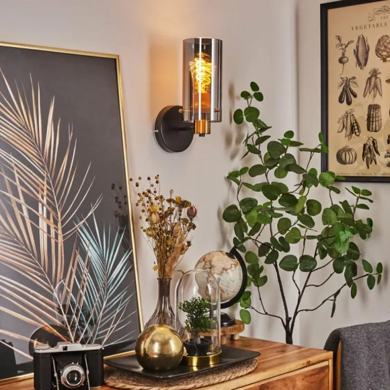 Applique murale Vaurois Laiton, Noir, 1 lumière