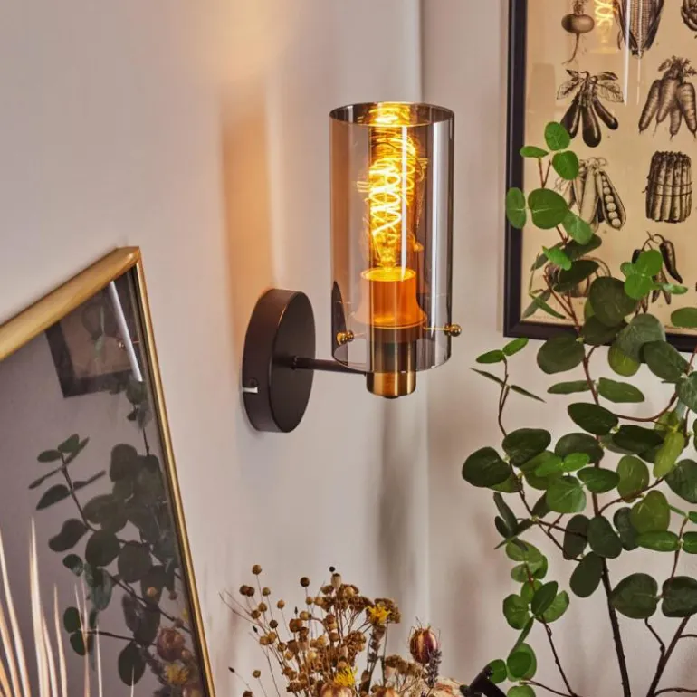 Applique murale Vaurois Laiton, Noir, 1 lumière