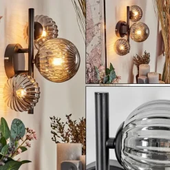 Applique murale - Verre 10, 12 cm Chehalis Fumé, 3 lumières