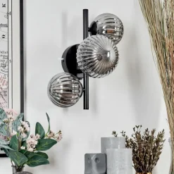 Applique murale - Verre 10, 12 cm Chehalis Fumé, 3 lumières