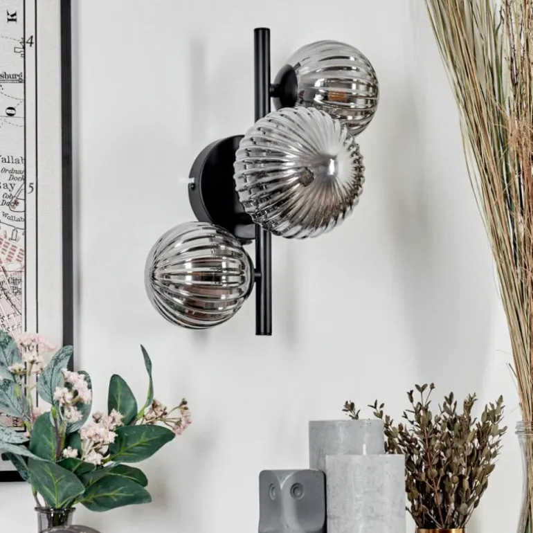 Applique murale - Verre 10, 12 cm Chehalis Fumé, 3 lumières