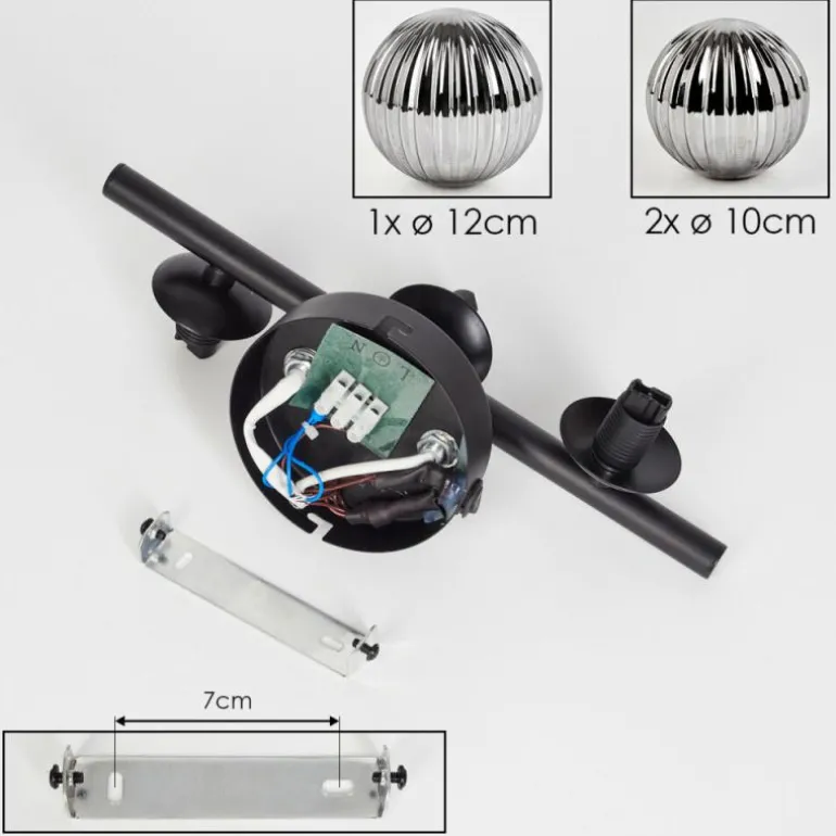 Applique murale - Verre 10, 12 cm Chehalis Fumé, 3 lumières