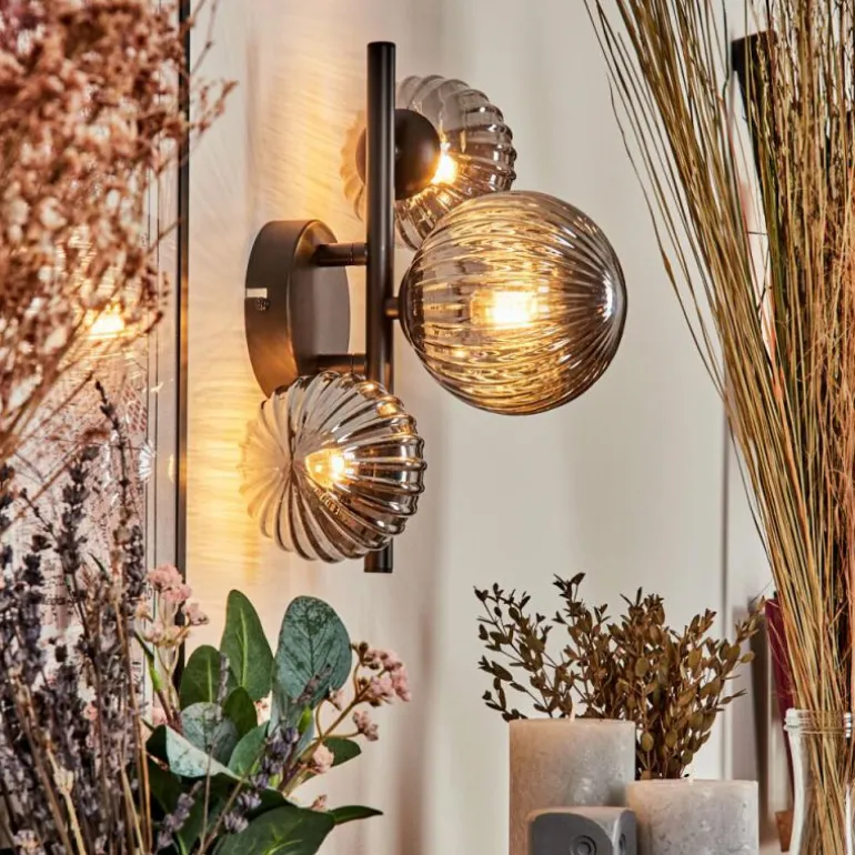 Applique murale - Verre 10, 12 cm Chehalis Fumé, 3 lumières