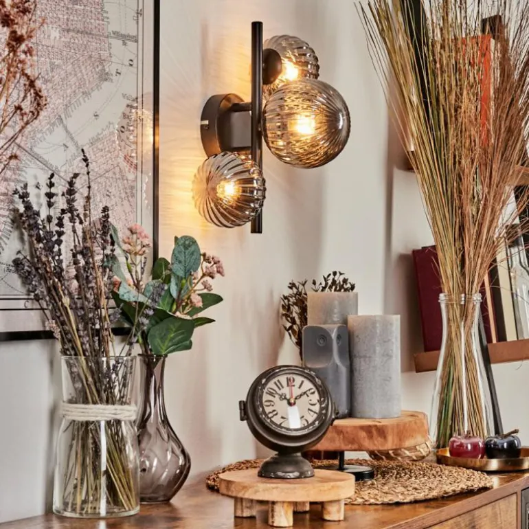 Applique murale - Verre 10, 12 cm Chehalis Fumé, 3 lumières