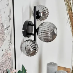 Applique murale - Verre 10, 12 cm Chehalis Fumé, 3 lumières