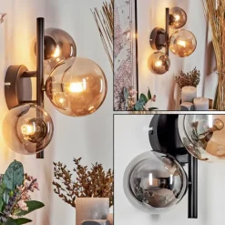 Applique murale - Verre 10, 12 cm Chehalis Ambre, Fumé, 3 lumières