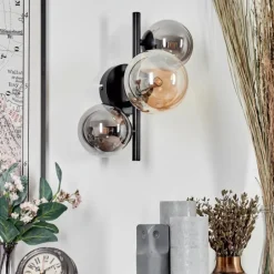 Applique murale - Verre 10, 12 cm Chehalis Ambre, Fumé, 3 lumières