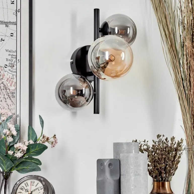 Applique murale - Verre 10, 12 cm Chehalis Ambre, Fumé, 3 lumières