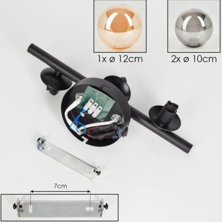 Applique murale - Verre 10, 12 cm Chehalis Ambre, Fumé, 3 lumières