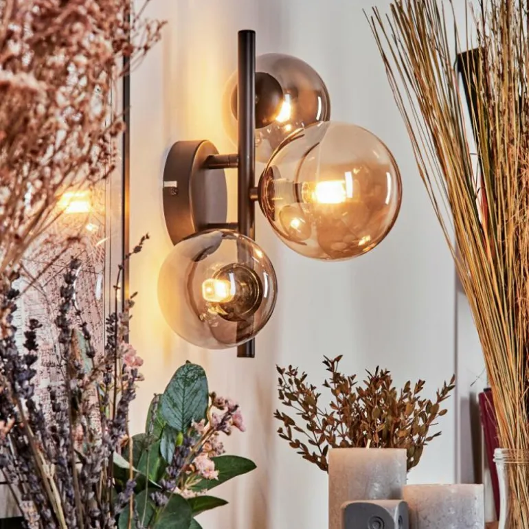 Applique murale - Verre 10, 12 cm Chehalis Ambre, Fumé, 3 lumières