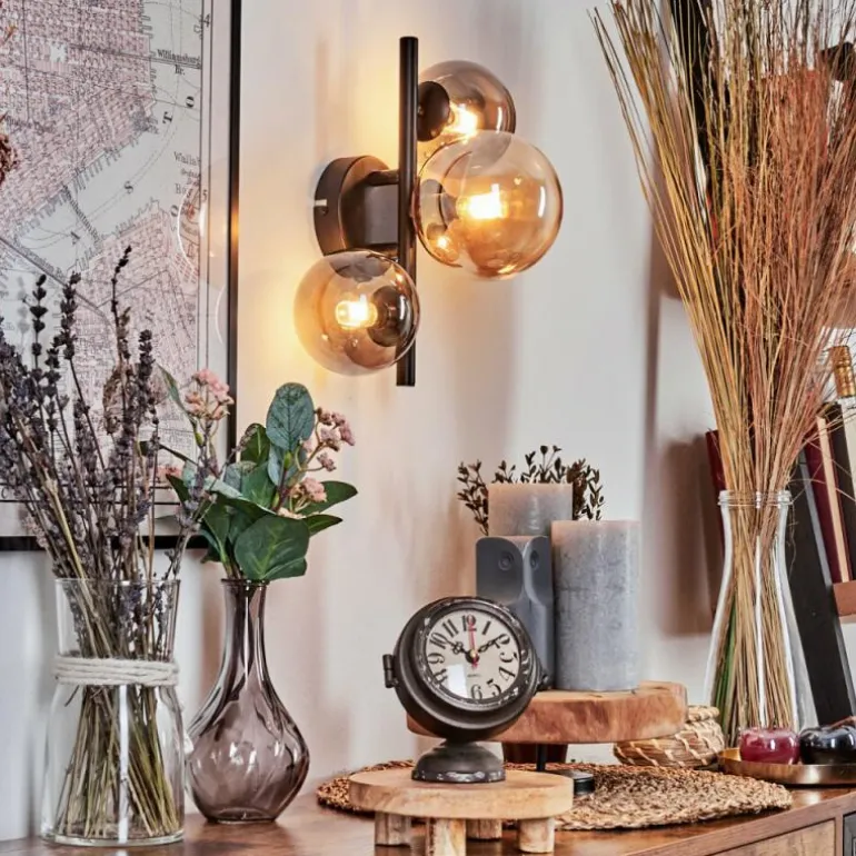 Applique murale - Verre 10, 12 cm Chehalis Ambre, Fumé, 3 lumières