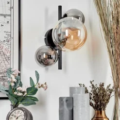 Applique murale - Verre 10, 15 cm Chehalis Ambre, Fumé, 3 lumières