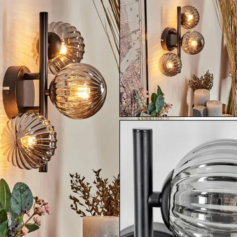 Applique murale - Verre 10 cm Chehalis Fumé, 3 lumières