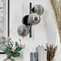 Applique murale - Verre 10 cm Chehalis Fumé, 3 lumières