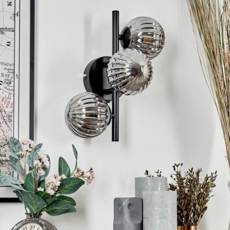 Applique murale - Verre 10 cm Chehalis Fumé, 3 lumières