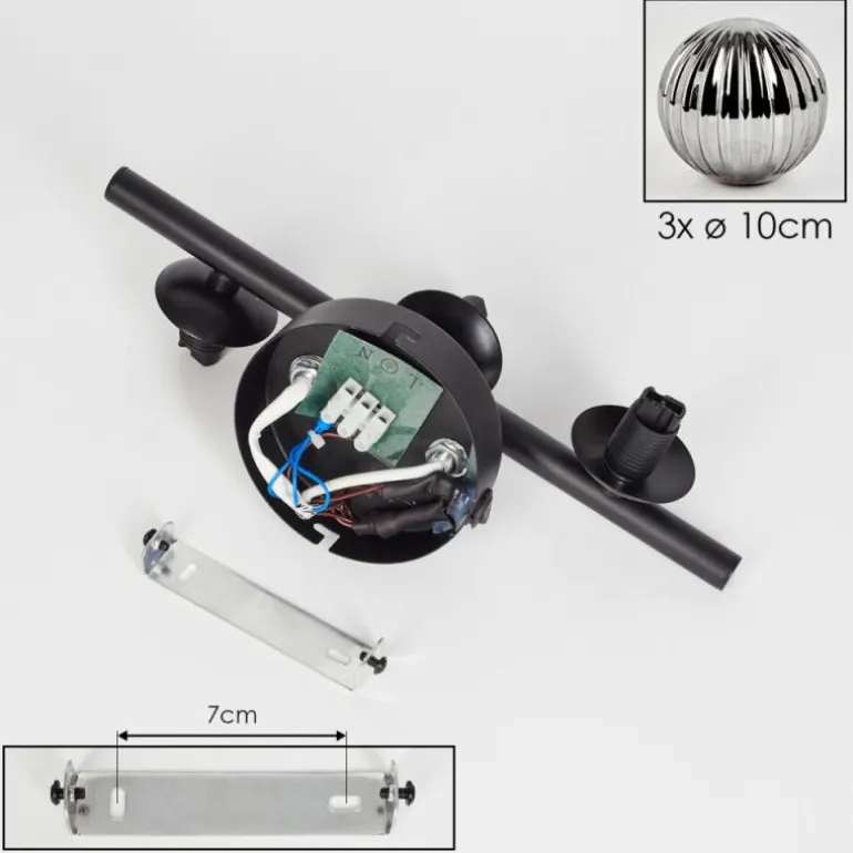 Applique murale - Verre 10 cm Chehalis Fumé, 3 lumières