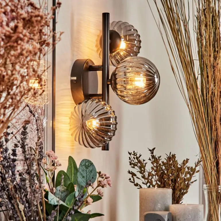 Applique murale - Verre 10 cm Chehalis Fumé, 3 lumières