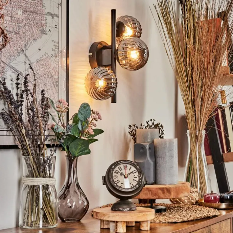 Applique murale - Verre 10 cm Chehalis Fumé, 3 lumières