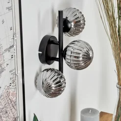 Applique murale - Verre 10 cm Chehalis Fumé, 3 lumières