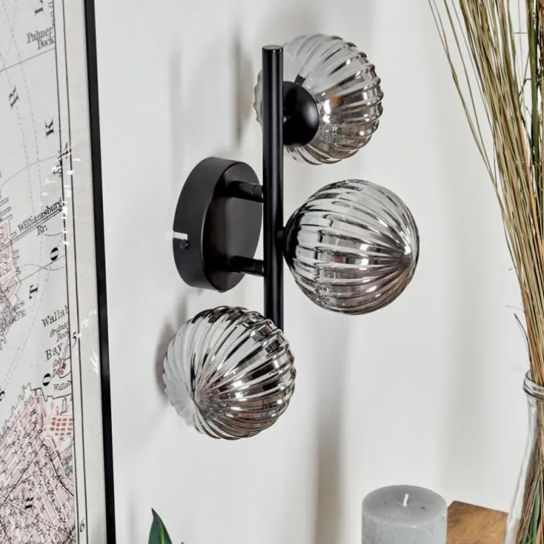 Applique murale - Verre 10 cm Chehalis Fumé, 3 lumières