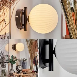 Applique murale - Verre 15 cm Chehalis Blanc, 1 lumière