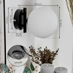 Applique murale - Verre 15 cm Chehalis Blanc, 1 lumière