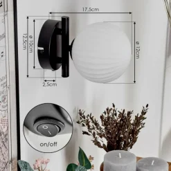 Applique murale - Verre 12 cm Chehalis Blanc, 1 lumière