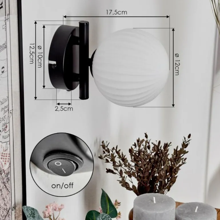 Applique murale - Verre 12 cm Chehalis Blanc, 1 lumière