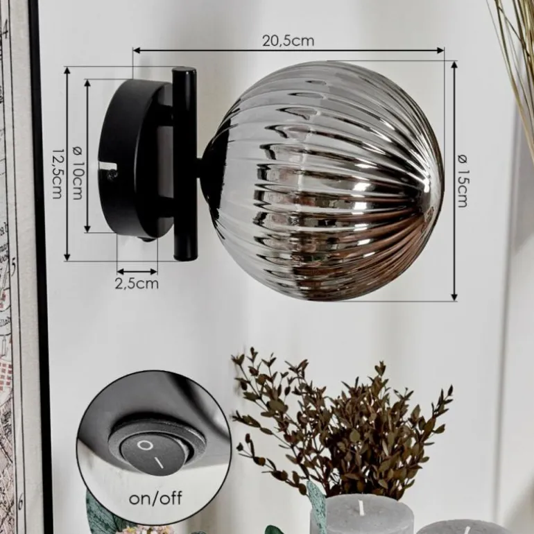 Applique murale - Verre 15 cm Chehalis Fumé, 1 lumière