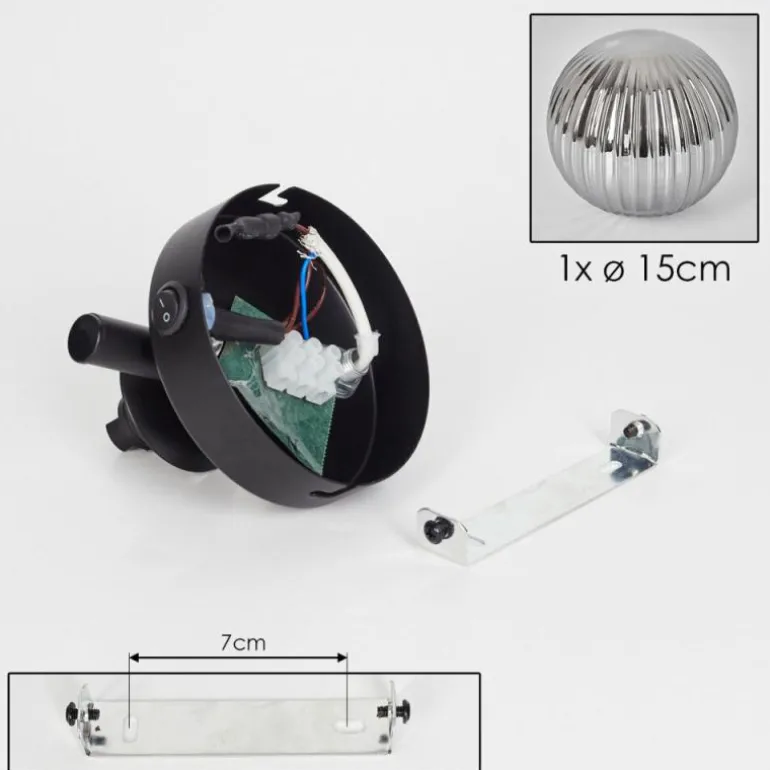 Applique murale - Verre 15 cm Chehalis Fumé, 1 lumière