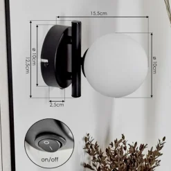 Applique murale - Verre 10 cm Chehalis Blanc, 1 lumière