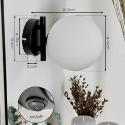 Applique murale - Verre 15 cm Chehalis Blanc, 1 lumière