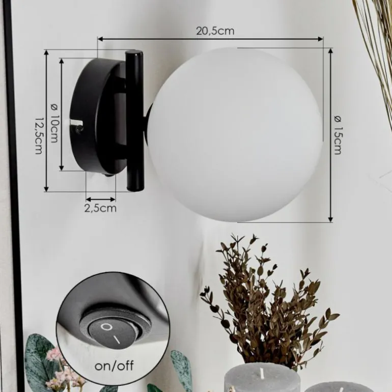 Applique murale - Verre 15 cm Chehalis Blanc, 1 lumière