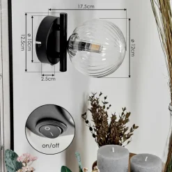 Applique murale - Verre 12 cm Chehalis Clair, 1 lumière