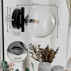 Applique murale - Verre 15 cm Chehalis Clair, 1 lumière