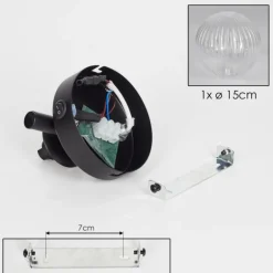 Applique murale - Verre 15 cm Chehalis Clair, 1 lumière