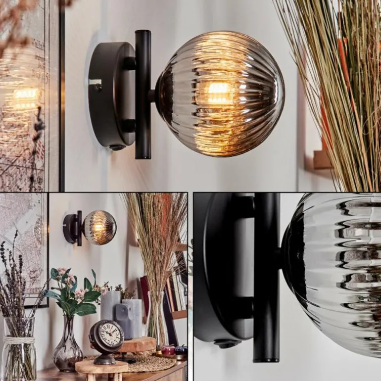 Applique murale - Verre 12 cm Chehalis Fumé, 1 lumière