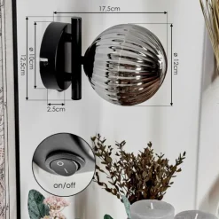 Applique murale - Verre 12 cm Chehalis Fumé, 1 lumière