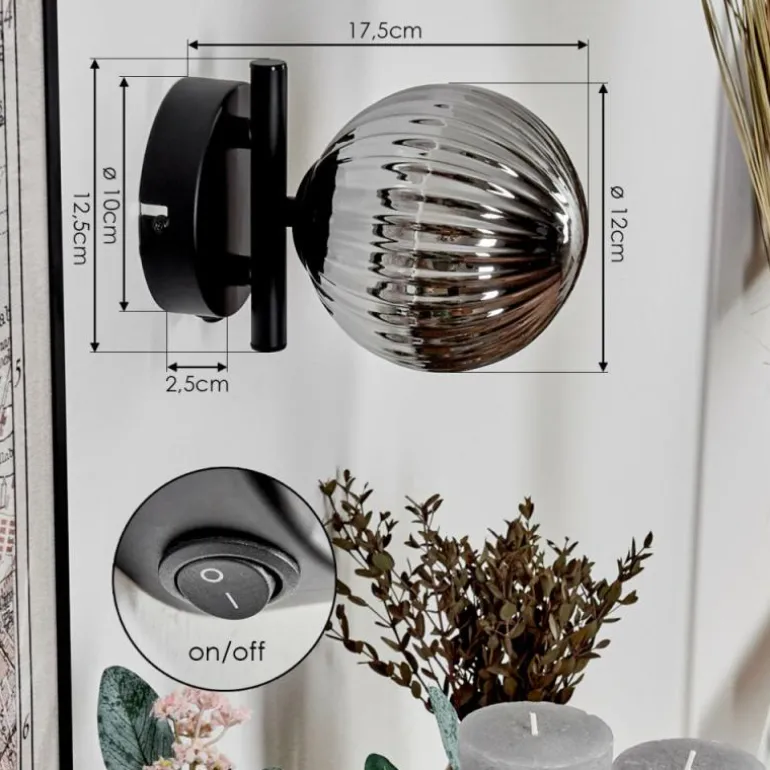 Applique murale - Verre 12 cm Chehalis Fumé, 1 lumière