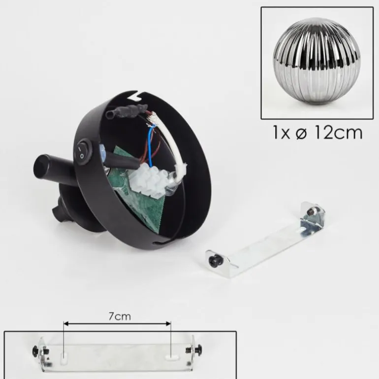 Applique murale - Verre 12 cm Chehalis Fumé, 1 lumière