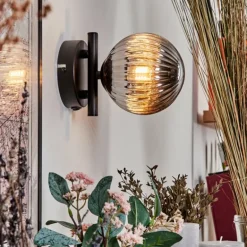 Applique murale - Verre 12 cm Chehalis Fumé, 1 lumière