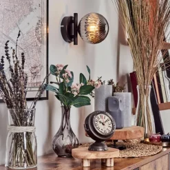 Applique murale - Verre 12 cm Chehalis Fumé, 1 lumière